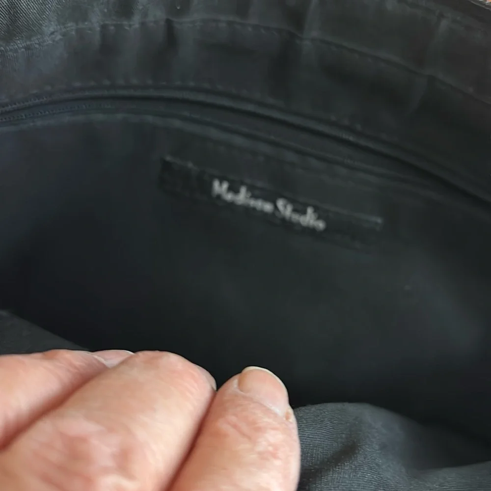 Madison Studios Vegan Leather Black Purse Handbag with Twisted Handle